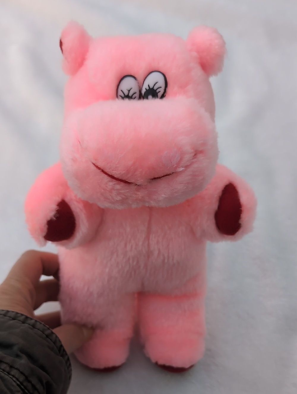 Dan Brechner Hippo stuffed animal vintage pink red Hippopotomus